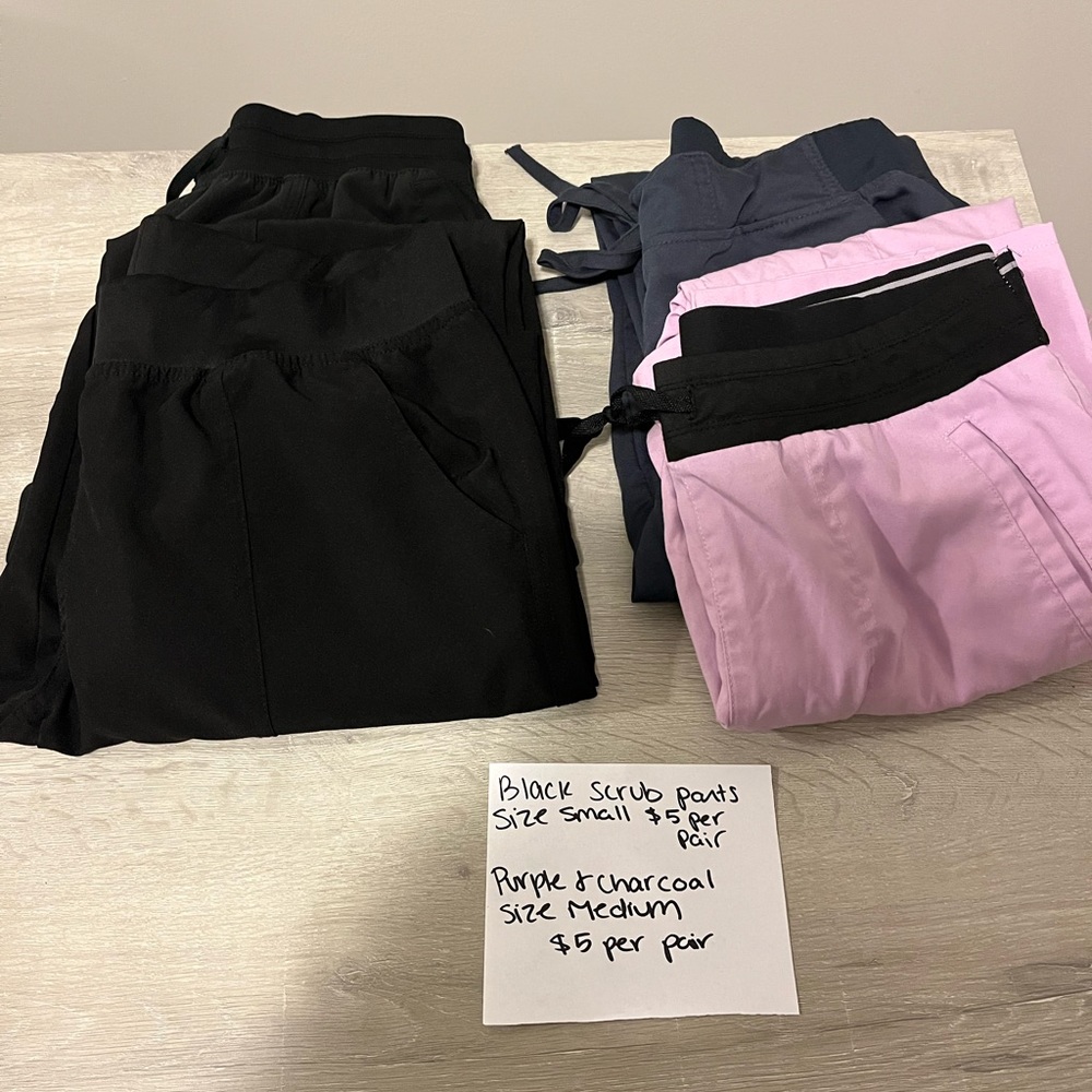 Scrub bottoms sizes medium and large $5 per bottom
